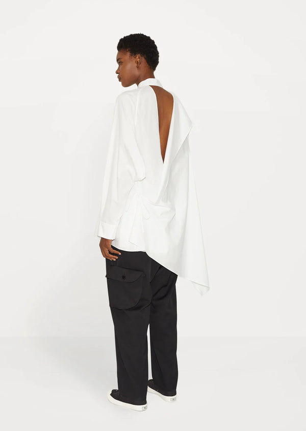 Yohji Yamamoto White Asymmetric Back-Drape Shirt Dress – Size 1
