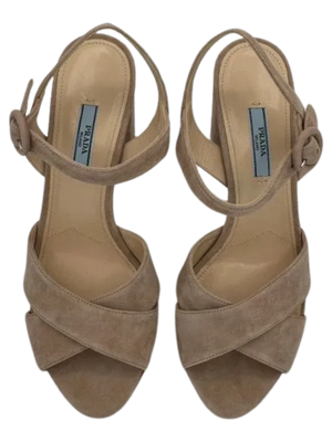 Prada Suede Crisscross Platform 30/105mm Sandals *NEW*