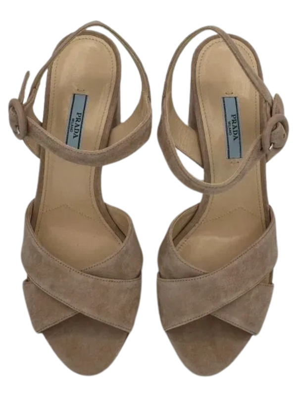 Prada Suede Crisscross Platform 30/105mm Sandals *NEW*