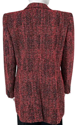 Givenchy Paris - Red Black and White Textured Double Breasted Strong Shoulder Peak Lapel Blazer/Jacket/Coat – Size 44