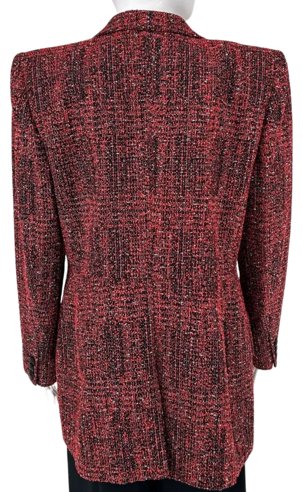 Givenchy Paris - Red Black and White Textured Double Breasted Strong Shoulder Peak Lapel Blazer/Jacket/Coat – Size 44