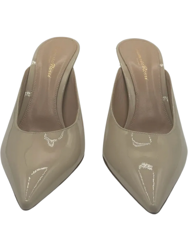 Gianvito Rossi Cream Patent Leather Paige Mules