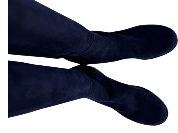 Stuart Weitzman Navy Suede 5050 Boots Size 8 - NEW