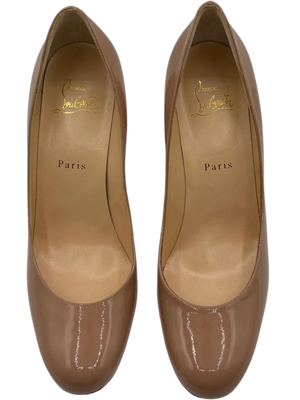 Christian Louboutin Patent Gena 85 Pumps Nude *NEW*