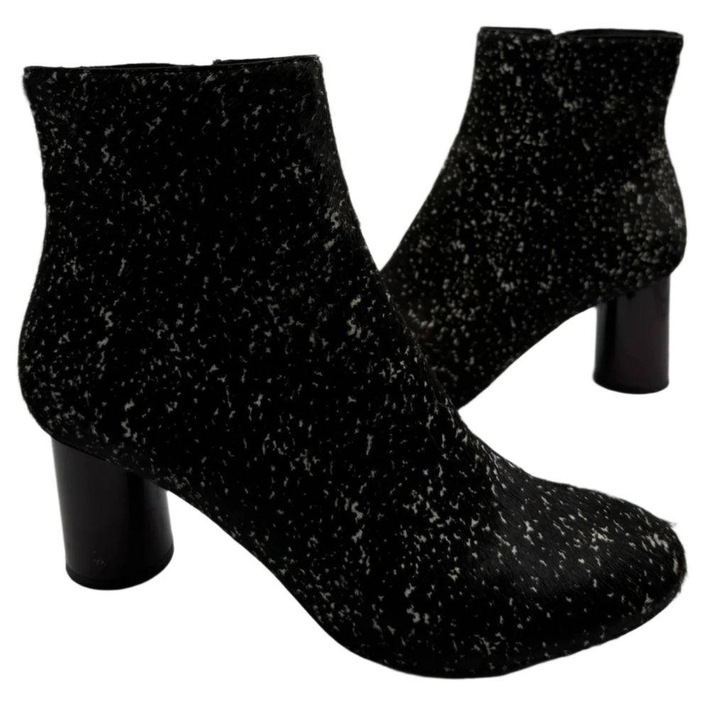 PROENZA SCHOULER black pony fur marled ankle boots - Sz 39.5