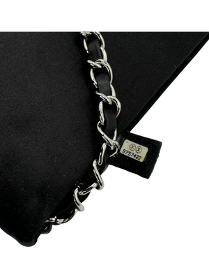 Chanel Black Satin Baguette Pochette Beaded Shoulder Bag