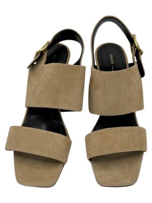 Celine Slingback Sandals Beige Suede *NEW*
