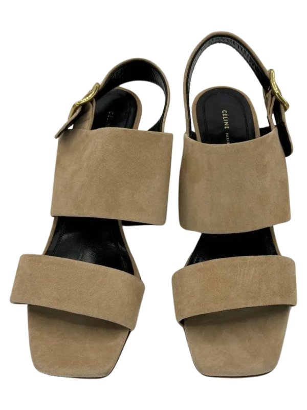 Celine Slingback Sandals Beige Suede *NEW*