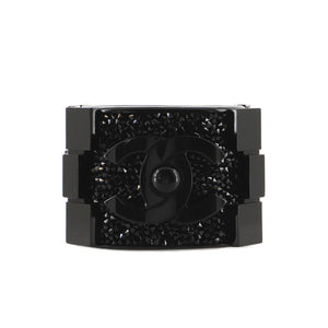 Chanel Black Resin & Crystal CC Boy Brick Cuff Bracelet
