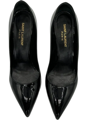 Saint Laurent Black Patent Leather Pointed Toe Pumps - Sz 38.5