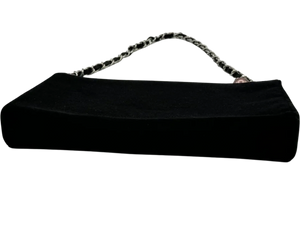 Chanel Black Satin Baguette Pochette Beaded Shoulder Bag