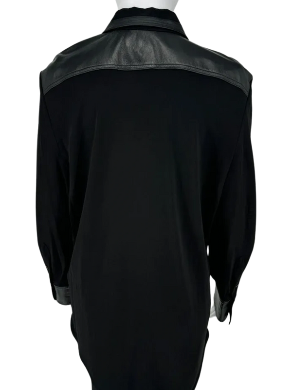 Victoria Beckham leather accent shirt