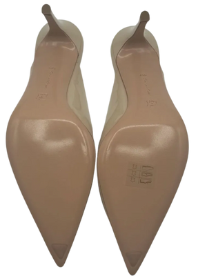 Gianvito Rossi Cream Patent Leather Paige Mules