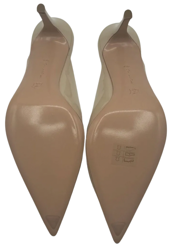 Gianvito Rossi Cream Patent Leather Paige Mules