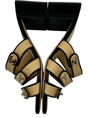 CHANEL CC Turn lock Leather Sandals