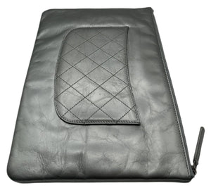 Chanel Written In Chain Metallic Crumpled Calfskin Signature Pouch Silver