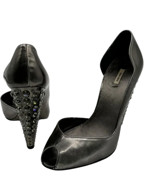 Miu Miu Lame Jeweled Heels