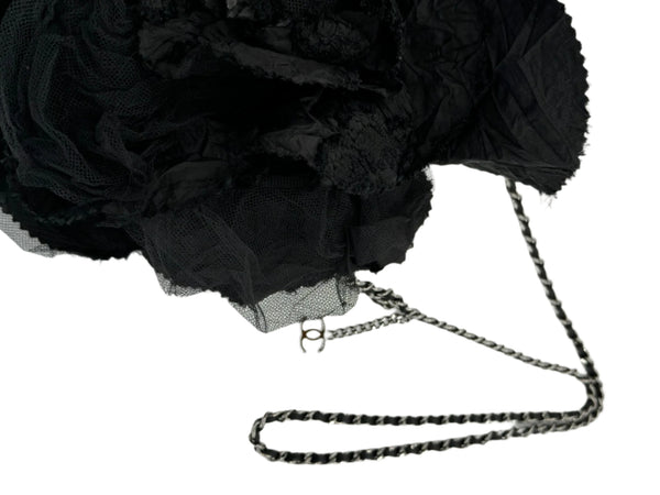 Chanel Satin Camellia Shoulder Bag