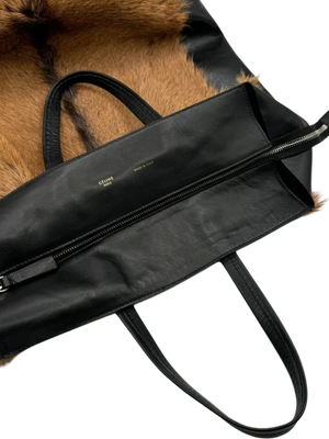 CELINE Vertical Cabas Black/Brown Fur & Leather Large Tote