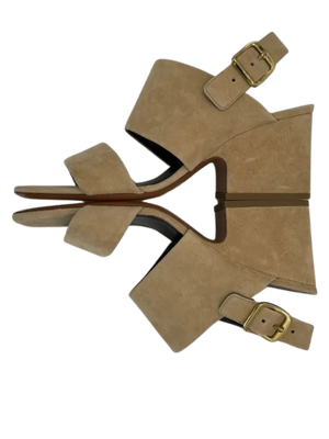 Celine Slingback Sandals Beige Suede *NEW*