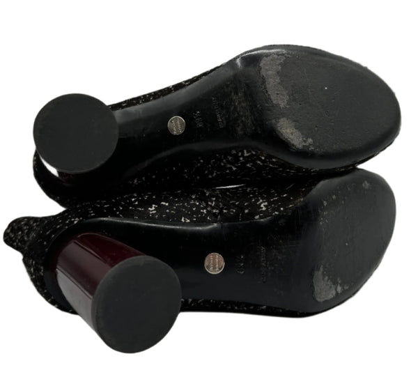 PROENZA SCHOULER black pony fur marled ankle boots - Sz 39.5