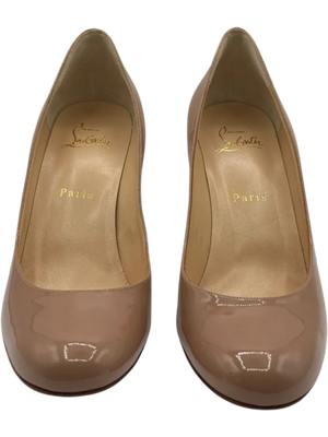 Christian Louboutin Patent Gena 85 Pumps Nude *NEW*