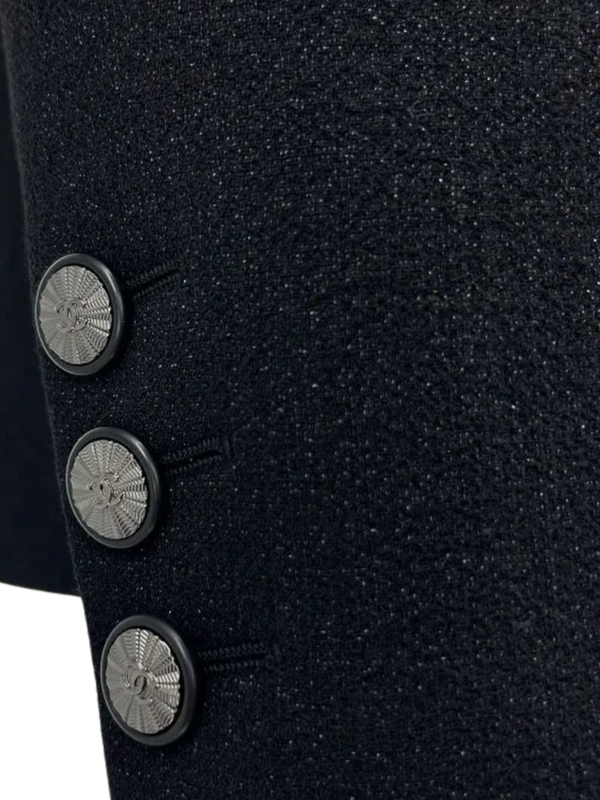 CHANEL 2014 Black Wool Crepe Jacket - Size 42