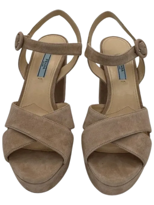 Prada Suede Crisscross Platform 30/105mm Sandals *NEW*