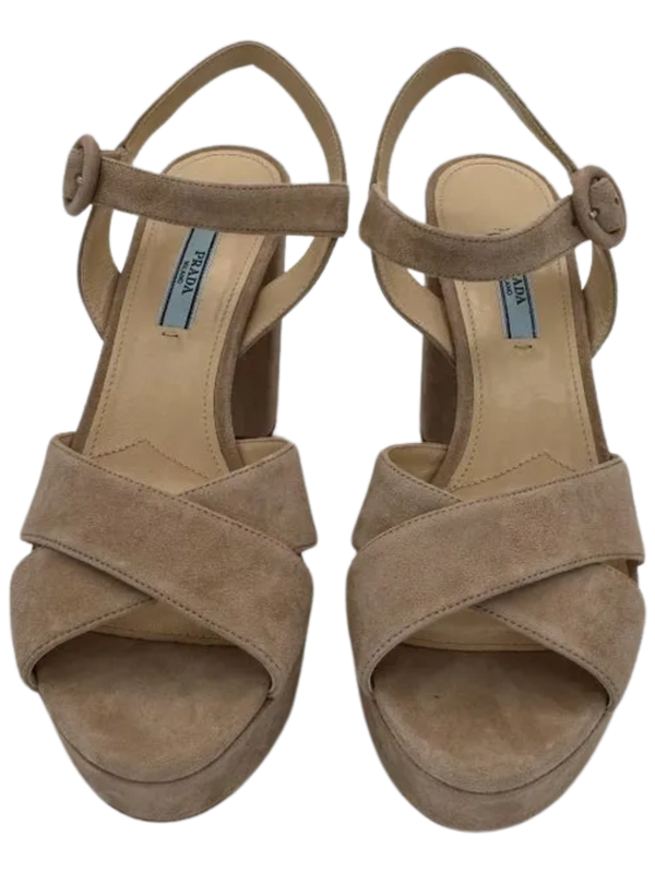 Prada Suede Crisscross Platform 30/105mm Sandals *NEW*