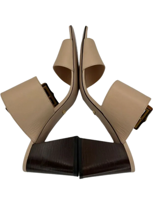 Gucci Beige Sandal With Bamboo Buckle