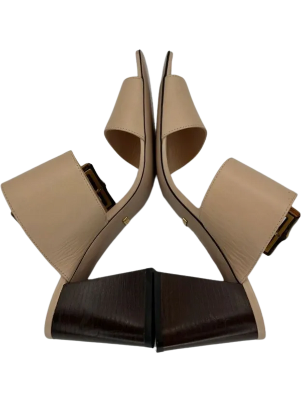 Gucci Beige Sandal With Bamboo Buckle