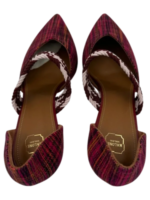 Malone Souliers Maisie Leather Slippers In Fuchsia *NEW*