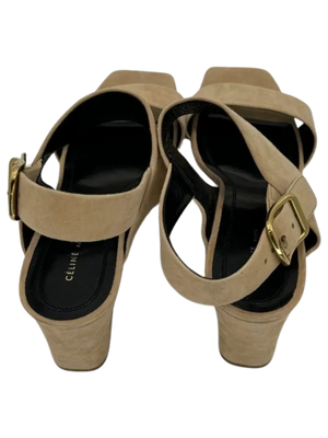Celine Slingback Sandals Beige Suede *NEW*