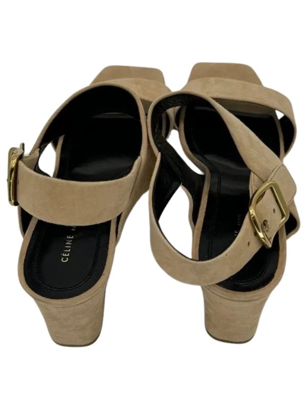 Celine Slingback Sandals Beige Suede *NEW*