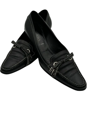 Prada Bow & Buckle Stitched Kitten Heels - Prada