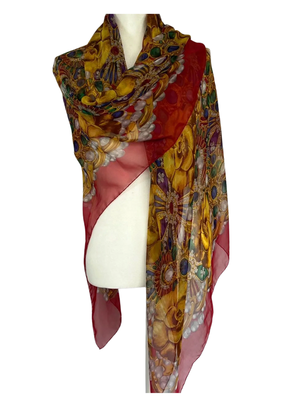 Chanel Gripoix Silk/Chiffon Scarf Large