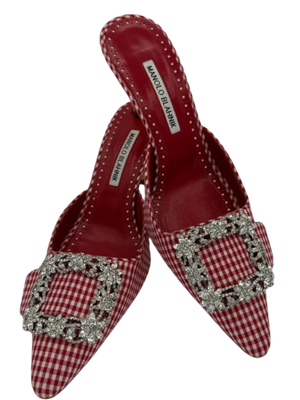 MANOLO BLAHNIK Gingham Hangisi Mules