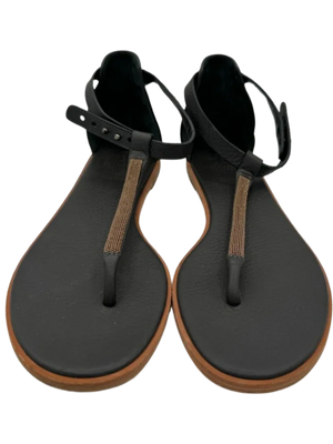 Brunello Cucinelli "Volcano" Monili Chain Flat Thong Sandal