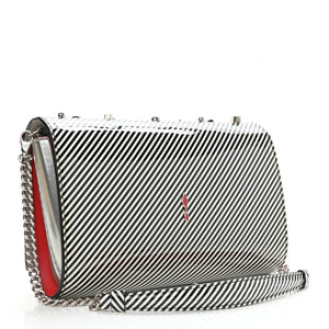 CHRISTIAN LOUBOUTIN Patent Striped Spikes Paloma Clutch BRAND NEW