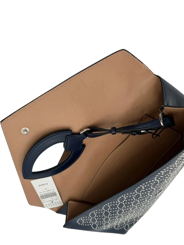 Alaia Blue Studded Louise Embellished Envelope Clutch