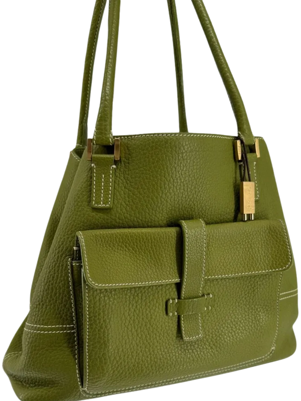 Loro Piana Sage Leather Globe Tote Bag