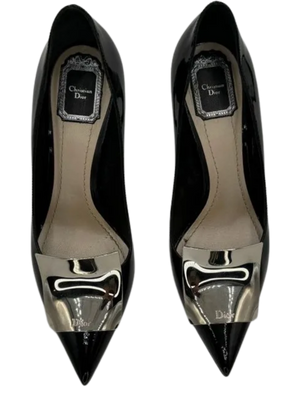 Christian Dior Black Patent Leather "Instinct" Pointed Toe Pumps