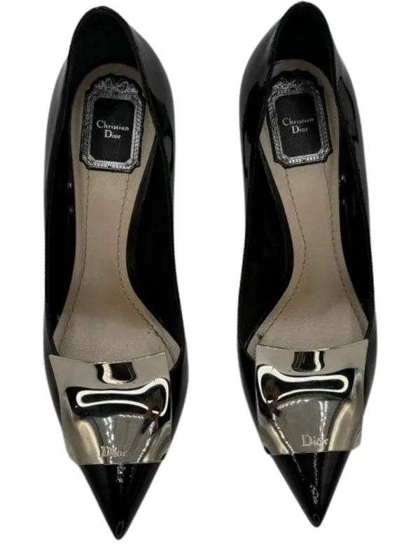 Christian Dior Black Patent Leather "Instinct" Pointed Toe Pumps