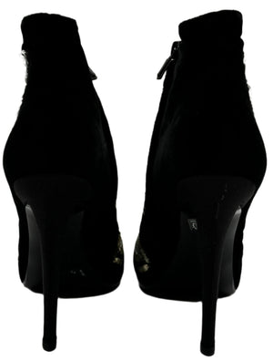 Roger Vivier Metallic Sequin Booties - Size 39.5