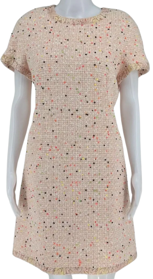 Chanel Runway SS 2019 Pink/Coral Pompom Tweed Dress
