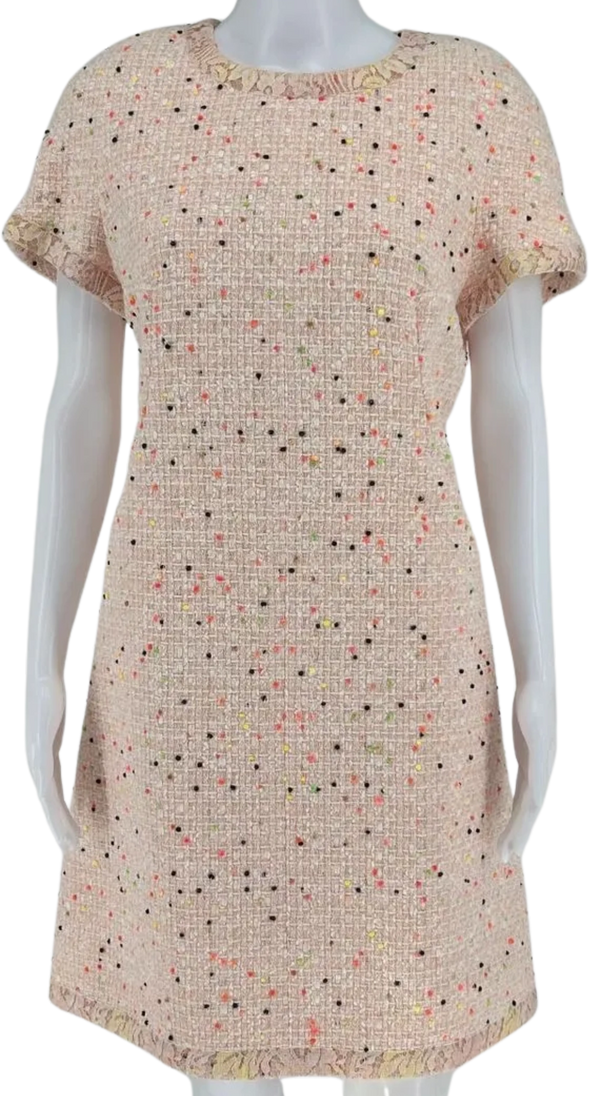 Chanel Runway SS 2019 Pink/Coral Pompom Tweed Dress