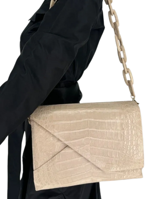 Nancy Gonzalez Origami Crocodile Chain Shoulder Bag