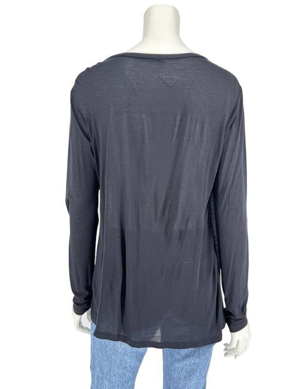 L’Agence Black Long Sleeve Scoop Neck Top – Size L