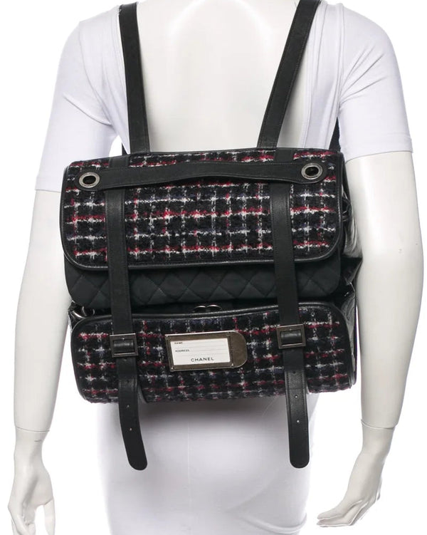 Chanel Fall 2010 Runway Trek Pack 3-in-1 Tweed Backpack – Multicolor Plaid – Rare