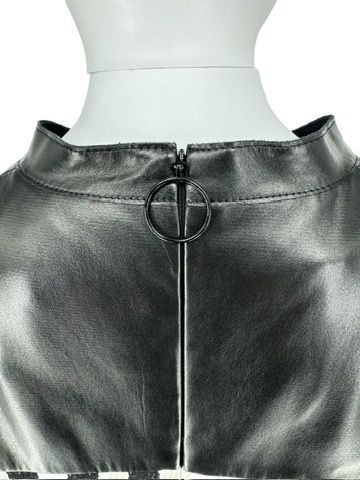 Akris Punto Black Faux Leather & Ivory Plaid Wool Dress – Size 10